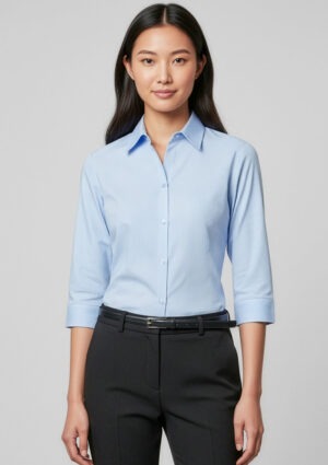 Ladies 3/4 Sleeve Micro Check Shirt Ladies 3/4 Sleeve Micro Check Shirt
