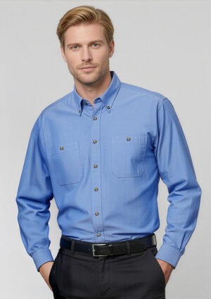 Mens Long Sleeve Wrinkle Free' Chambray Shirt Mens Long Sleeve Wrinkle Free' Chambray Shirt