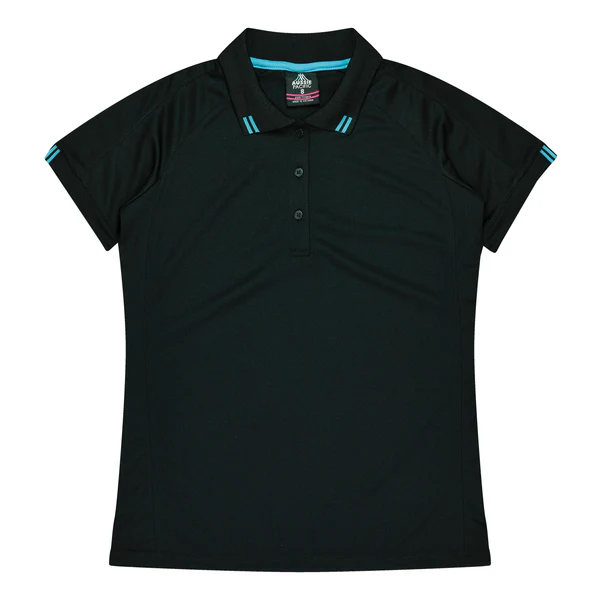 Ladies Driwear Flinders Polo 2038 Black-Teal