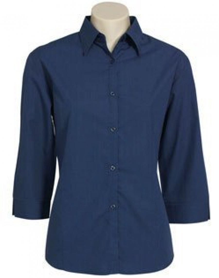 Ladies ¾ Sleeve Micro Check Shirt