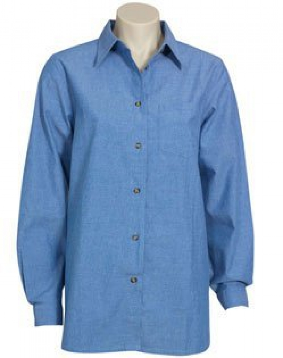 Ladies Long Sleeve "Wrinkle-free" Chambray Shirt