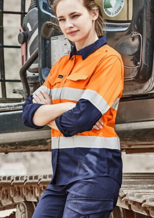 Womens Rugged Cooling Taped Day/Night Hi-vis Spliced Shirt Womens Rugged Cooling Taped Day/Night Hi-vis Spliced Shirt