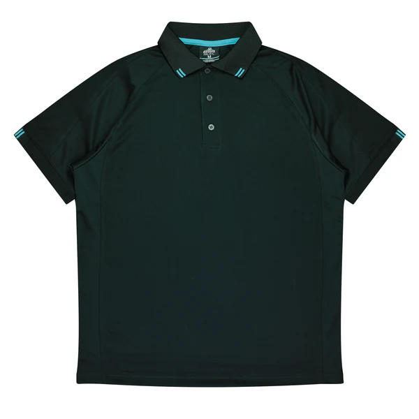 Flinders Mens Polo | AUS 1308 Black-Teal