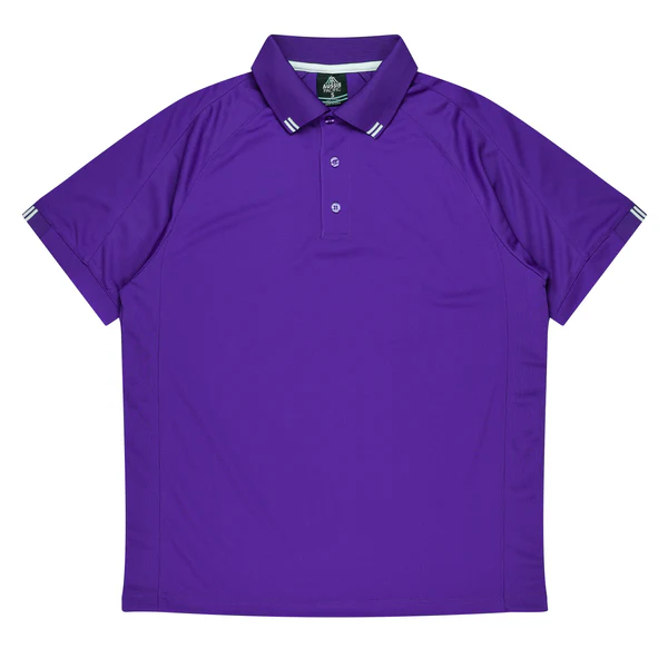 Flinders Mens Polo | AUS 1308 Purple-White