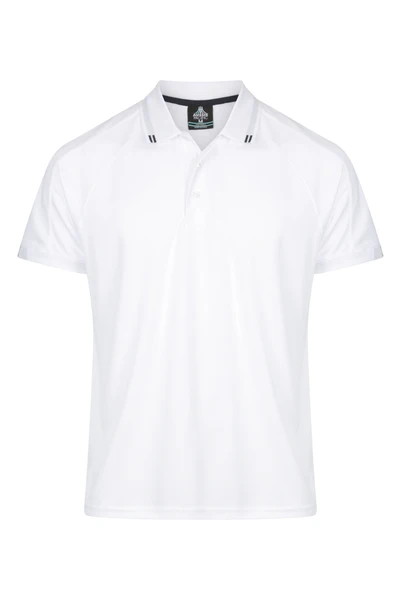 Flinders Mens Polo | AUS 1308 White-Navy