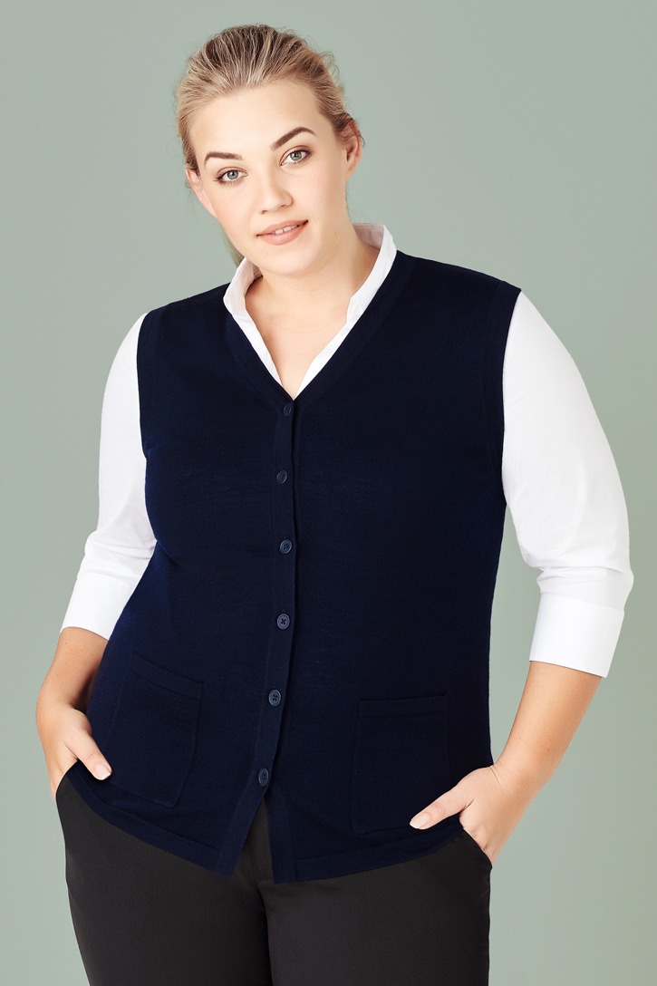 Womens Button Front Knit Vest
