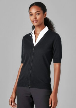Womens Zip Front Short Sleeve Knit Womens Zip Front Short Sleeve Knit
