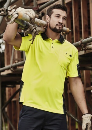 Mens Reinforced Hi Vis Squad S/S Polo Mens Reinforced Hi Vis Squad S/S Polo