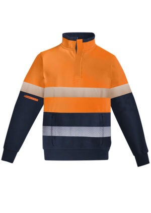 Mens Orange Flame HRC 2 Hoop Taped 1/4 Zip Brushed Fleece Mens Orange Flame HRC 2 Hoop Taped 1/4 Zip Brushed Fleece