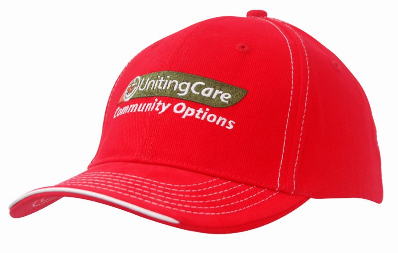 Brushed Heavy Cotton Cap with Contrasting Stitching and Open Lip Sandwich
