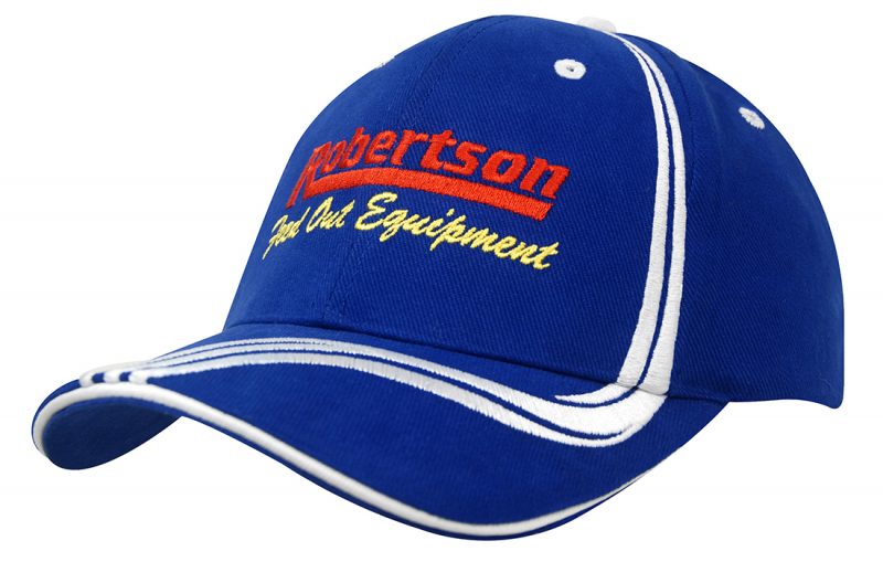 Brushed Heavy Cotton Cap with Waving Stripes on Crown & Peak