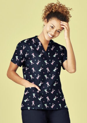 Womens Easter V-Neck Short Sleeve Scrub Top Womens Easter V-Neck Short Sleeve Scrub Top