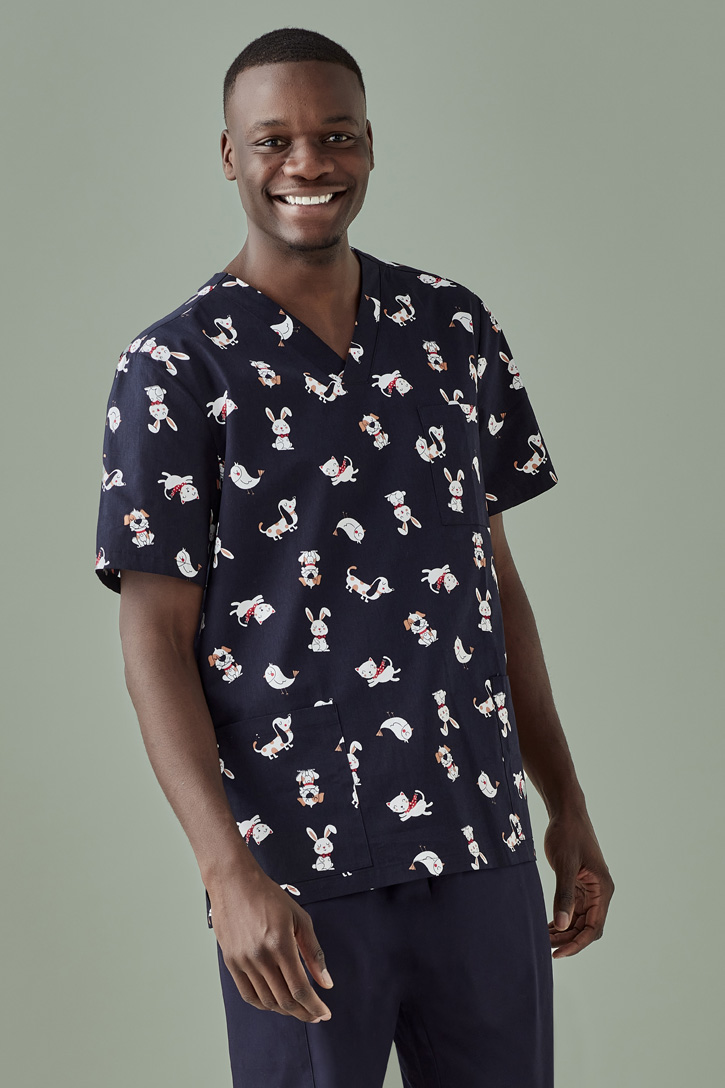 Mens Best Friends Scrub Top