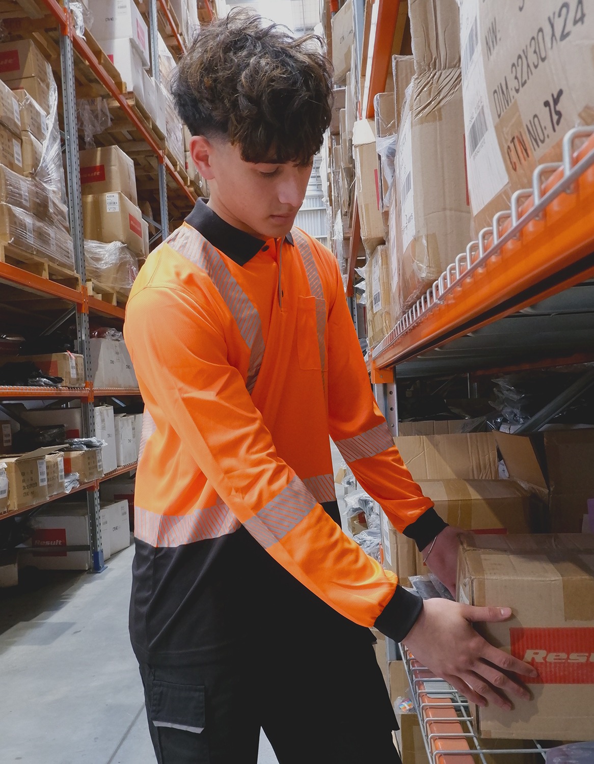 Workguard <b></noscript>Recycled</b> Hi Vis Long Sleeve Day/Night Polo