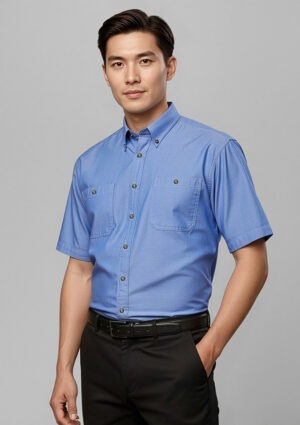 Mens Chambray Short Sleeve Shirt Mens Chambray Short Sleeve Shirt