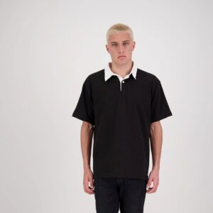 Short-Sleeved Rugby Jersey ss-rjp black white-fullbody