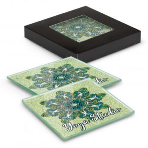 Venice Glass Coaster Set of 2 Square - Full Colour Venice Glass Coaster Set of 2 Square - Full Colour