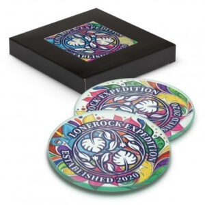 Venice Glass Coaster Set of 2 Round - Full Colour Venice Glass Coaster Set of 2 Round - Full Colour