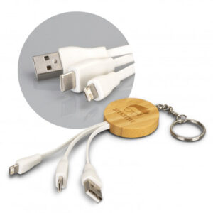 Bamboo Charging Cable Key Ring - Round Bamboo Charging Cable Key Ring - Round