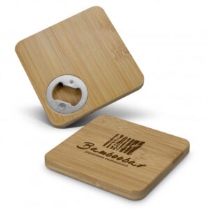 Bamboo Bottle Opener Coaster - Square Bamboo Bottle Opener Coaster - Square