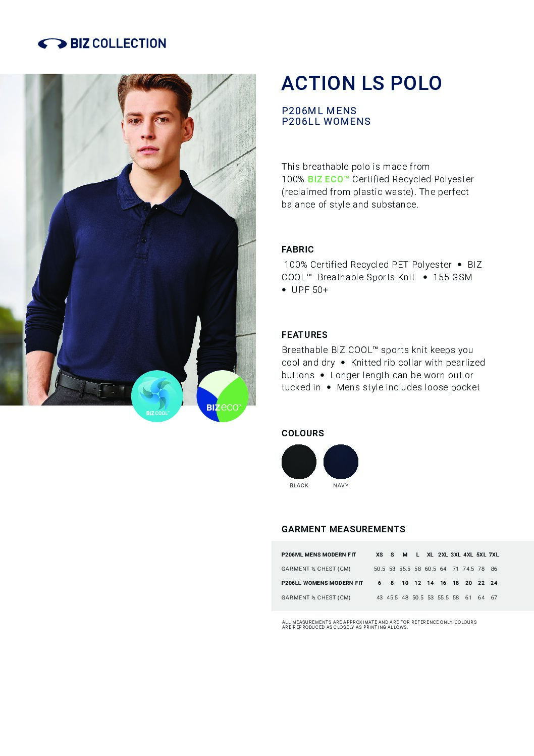 Action Mens Long Sleeve Polo