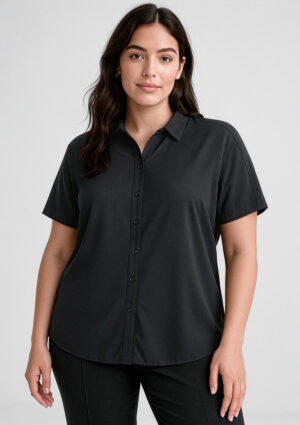 Dahlia Womens Short Sleeve Blouse Dahlia Womens Short Sleeve Blouse