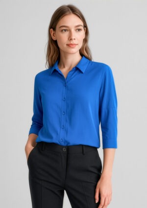 Dahlia Womens 3/4 Sleeve Blouse Dahlia Womens 3/4 Sleeve Blouse