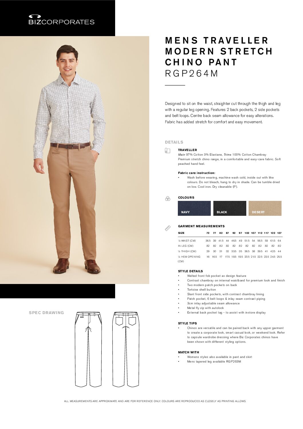 Mens Traveller Modern Stretch Chino Pant