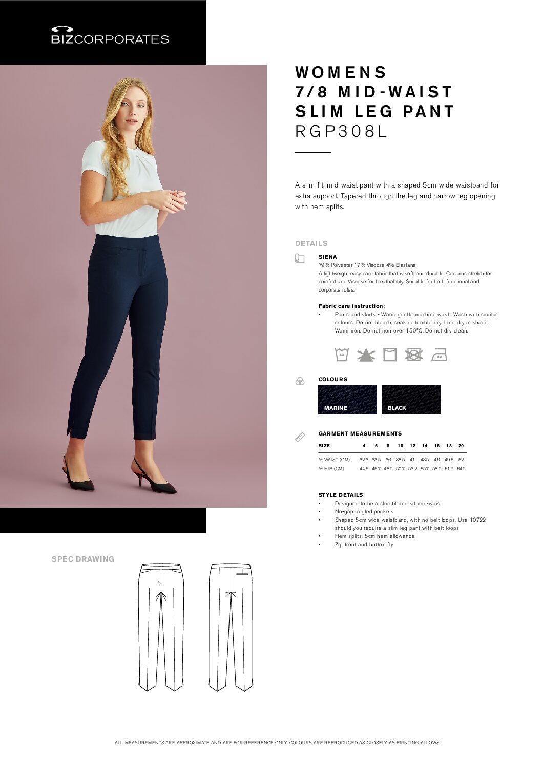 Siena 7/8 Mid-waist Slim Leg Pant