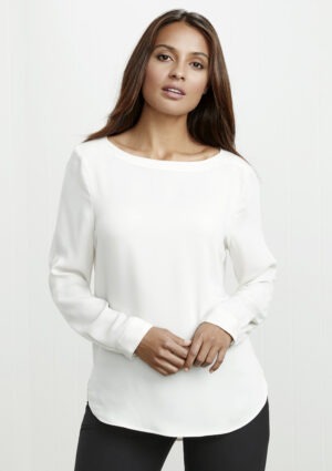 Madison Ladies LS Boatneck Blouse