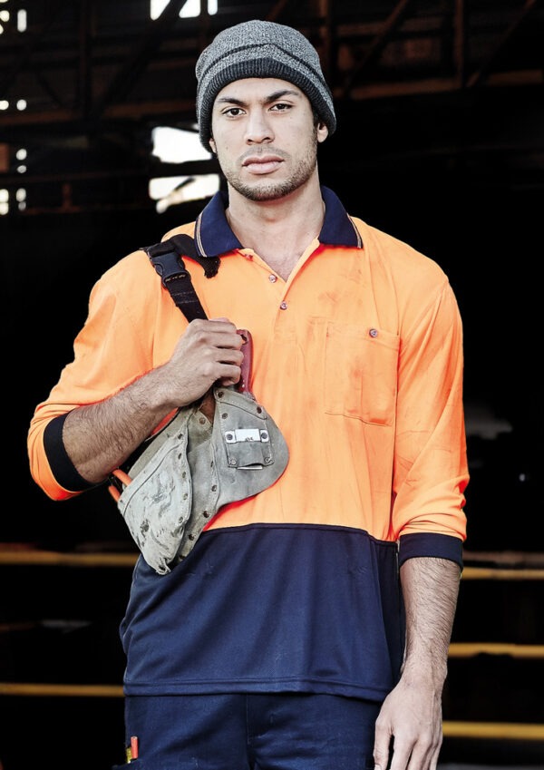 Unisex Hi Vis Basic Spliced Polo - Long Sleeve - Image 2