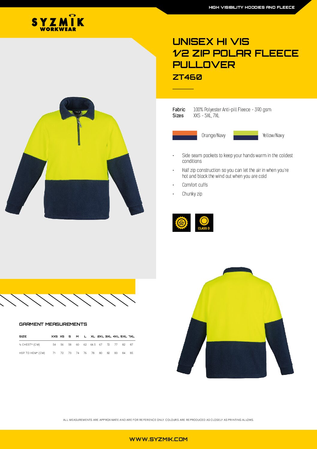 Hi Vis Half Zip Polar Fleece Jumper