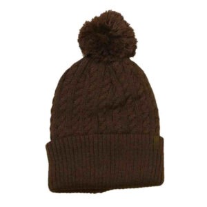 Cable Cuff Pom Pom Beanie - Light Brown Cable Cuff Pom Pom Beanie - Light Brown