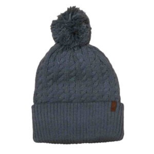 Cable Cuff Pom Pom Beanie - Grey Cable Cuff Pom Pom Beanie - Grey