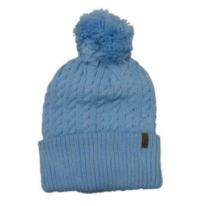 Cable Cuff Pom Pom Beanie - Light Blue Cable Cuff Pom Pom Beanie - Light Blue