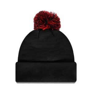 Retro Pom Pom Beanie - Black/Red Retro Pom Pom Beanie - Black/Red