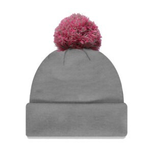 Retro Pom Pom Beanie - Grey/Pink Retro Pom Pom Beanie - Grey/Pink