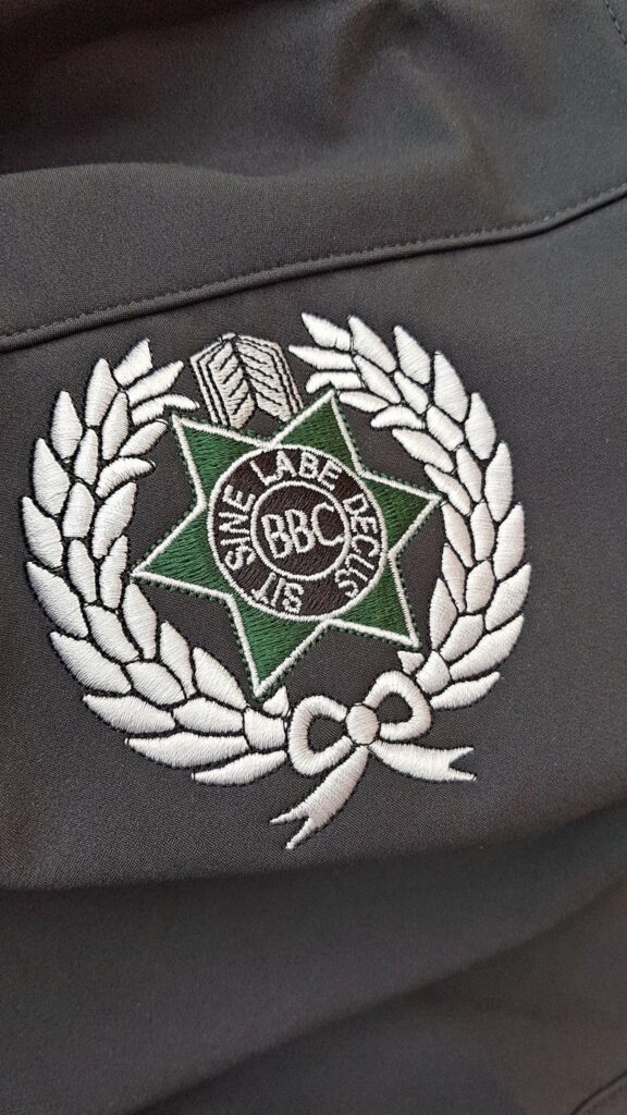 custom embroidery with motto