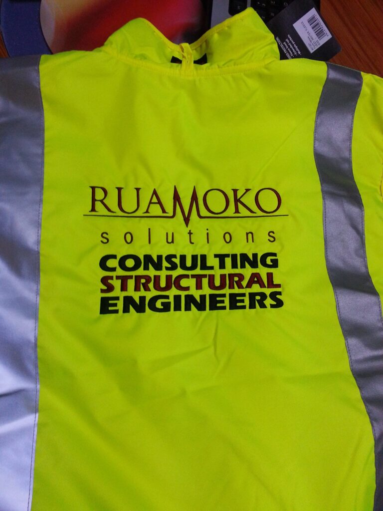 high visibility jacket with custom embroidery