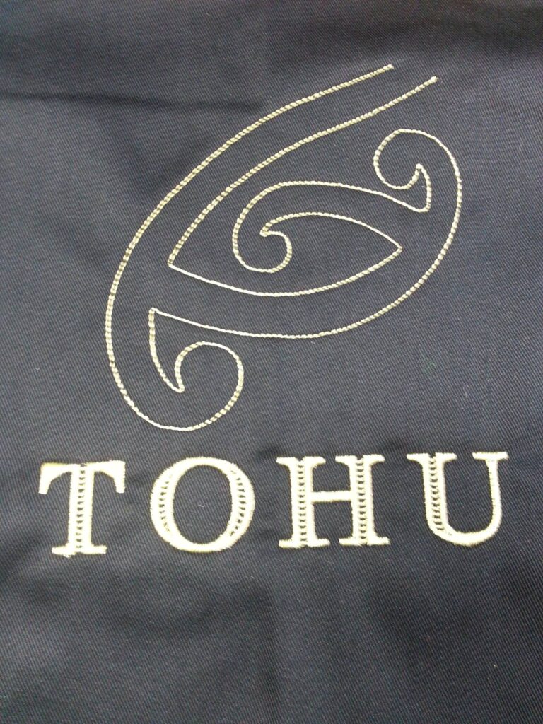 embroidered apron with corporate logo