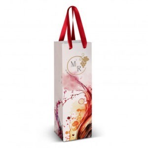 Wine Ribbon Handle Paper Bag - Full Colour Wine Ribbon Handle Paper Bag - Full Colour