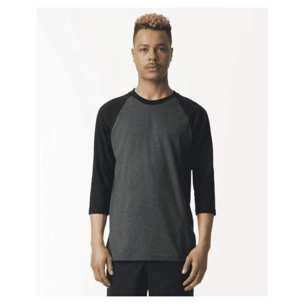 American Apparel CVC Unisex Raglan T-shirt Heather Charcoal/Black
