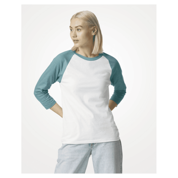 American Apparel CVC Unisex Raglan T-shirt White/Htr Arctic