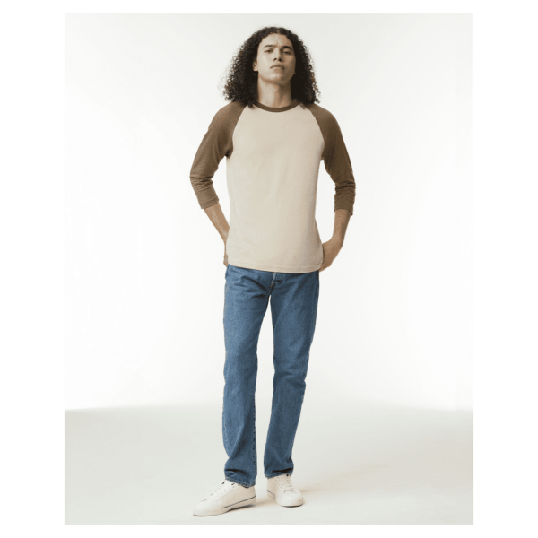 American Apparel CVC Unisex Raglan T-shirt Heather Bone/Heather Army