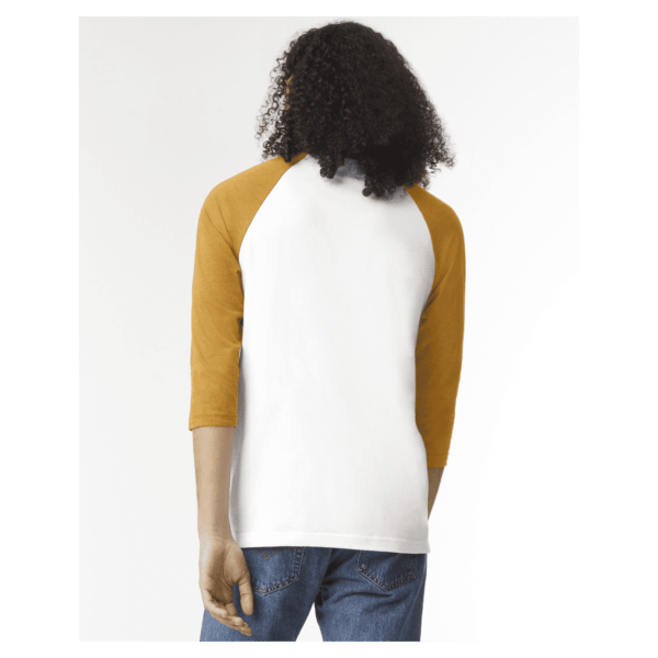 American Apparel CVC Unisex Raglan T-shirt White/Htr Mustard