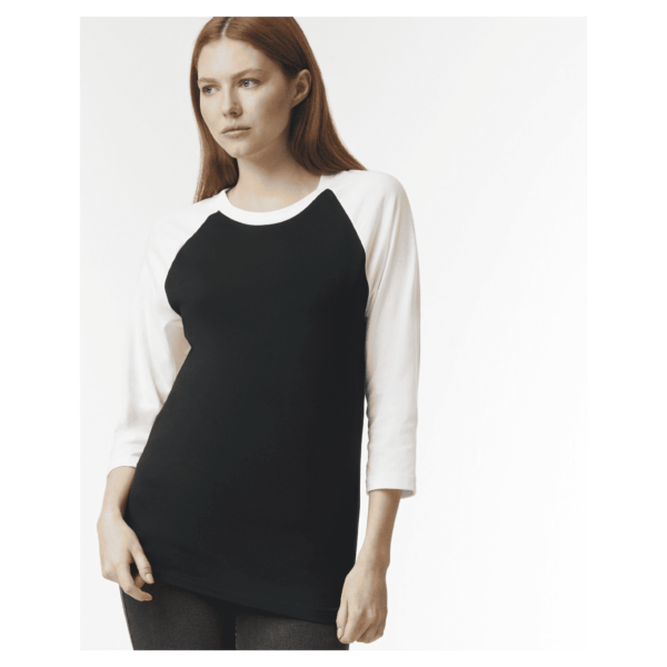 American Apparel CVC Unisex Raglan T-shirt Black White