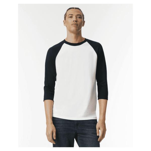 American Apparel CVC Unisex Raglan T-shirt White Black