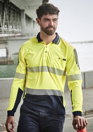 Mens Hi Vis Flux Segmented Tape Long Sleeve Polo Mens Hi Vis Flux Segmented Tape Long Sleeve Polo