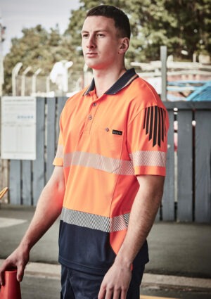 Mens Hi Vis Flux Segmented Tape Short Sleeve Polo Mens Hi Vis Flux Segmented Tape Short Sleeve Polo