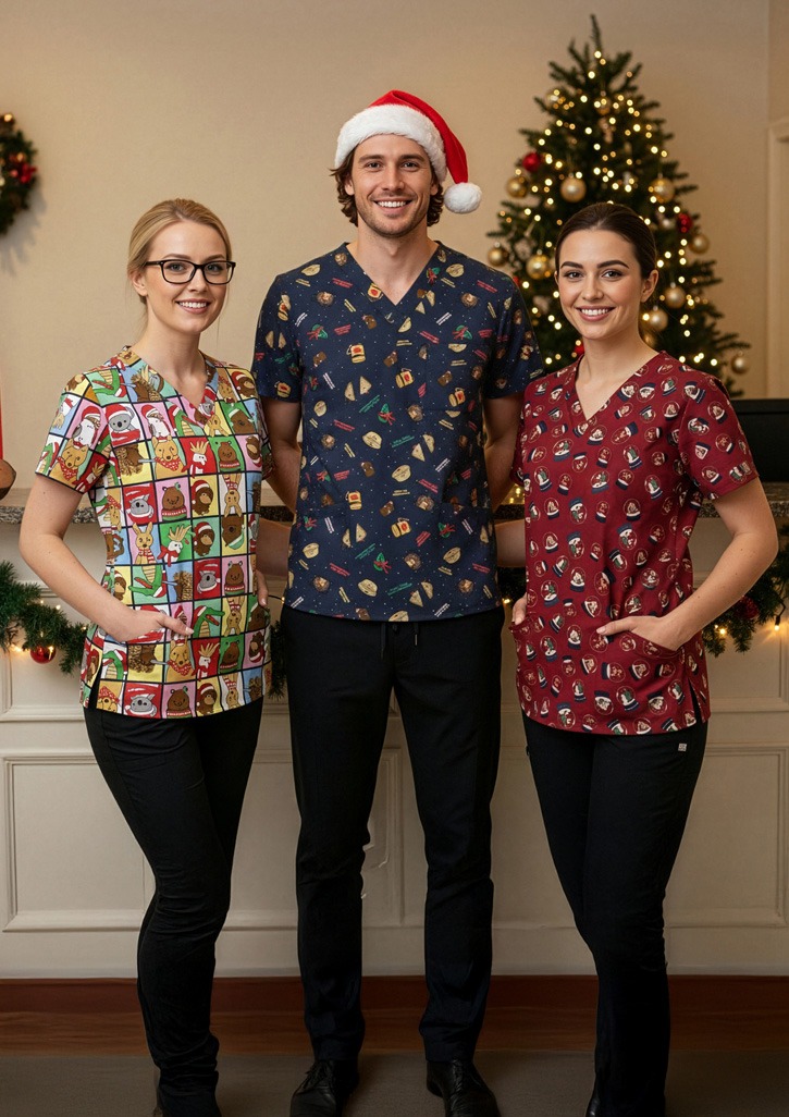 Womens Christmas Scrub Top Womens Christmas Scrub Top